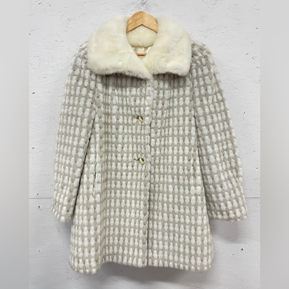 Vintage 1970s Tissavel Faux Fur Standard Mid-Length Coat, S/M (see measurements)